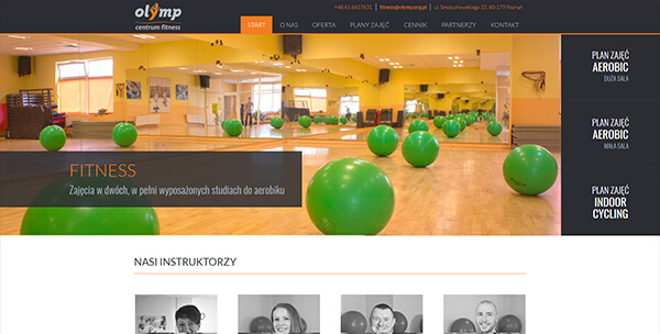 Strona online dla centrum fitness