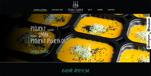 Strona z możliwością zamówienia cateringu online.